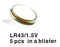 Alkaline hnapparafhlaða LR43